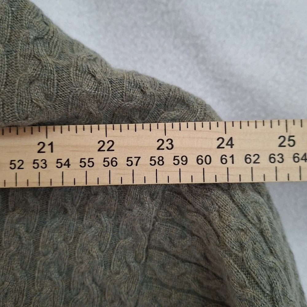Vintage Bachrach Cashmere Sweater Mens XL Crew Neck Cable Knit Pullover Greenish